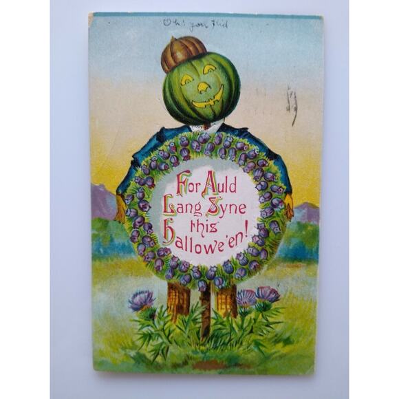 Halloween Green Face Goblin Gottschalk Dreyfuss & Davis Postcard Germany 1909 - Picture 4 of 5